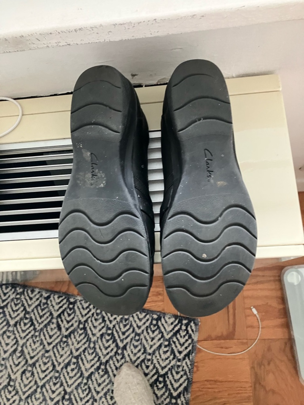 Clarks Black Woven Leather Flats - Picture 11 of 12